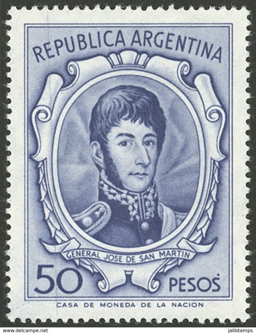 ARGENTINA: GJ.1317A, San Martín 50P. Printed On IMPORTED UNSURFACED Paper, Excellent Quality! - Neufs