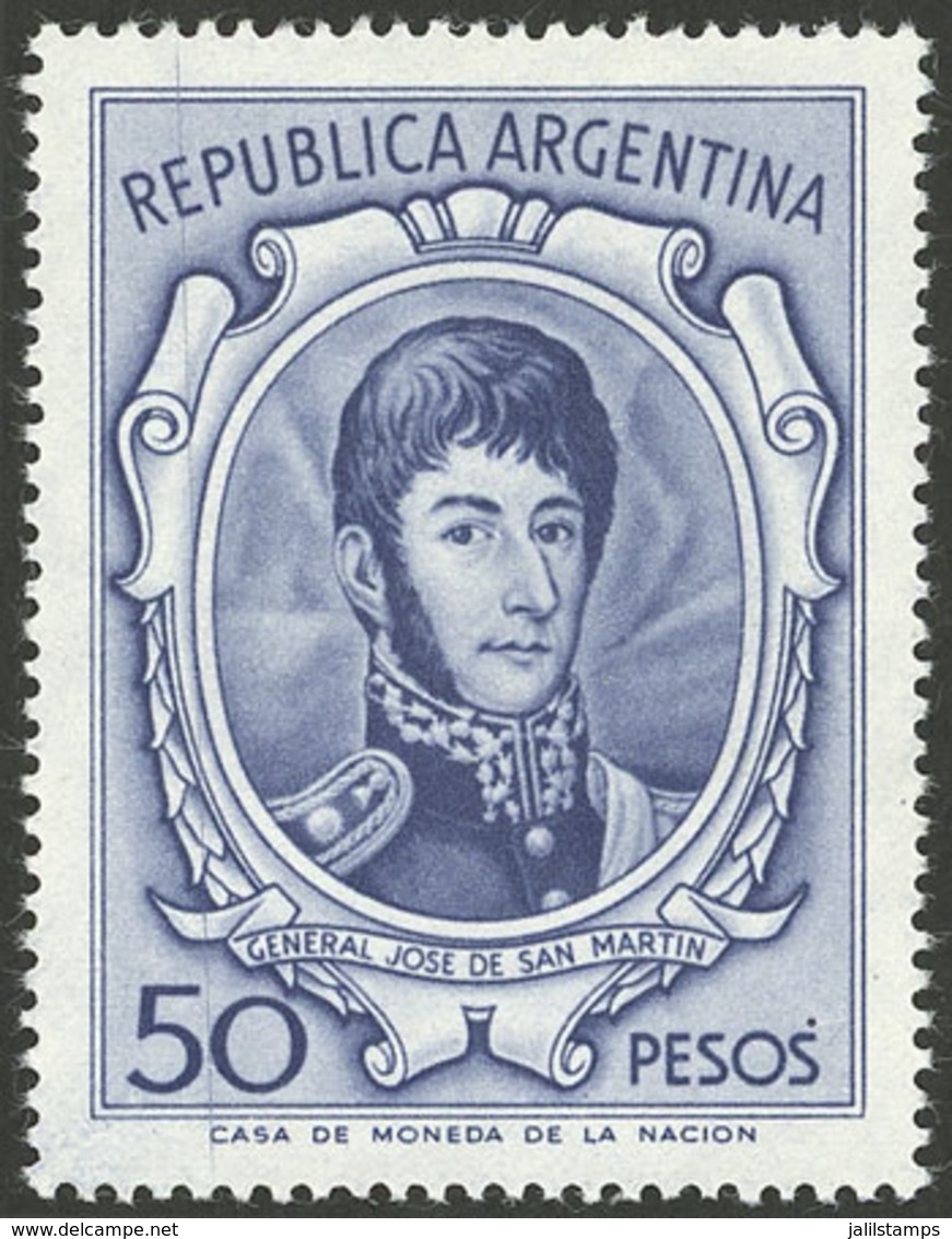 ARGENTINA: GJ.1317A, San Martín 50P. Printed On IMPORTED UNSURFACED Paper, Excellent Quality! - Unused Stamps