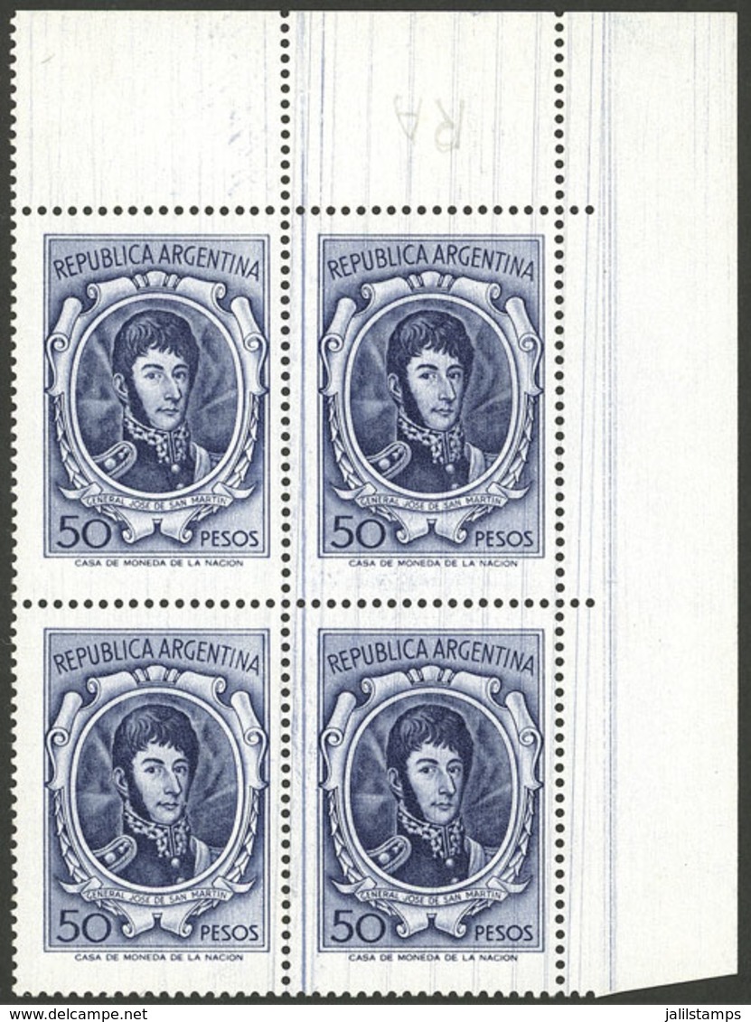 ARGENTINA: GJ.1319, Block Of 4 With Very DIRTY PLATE Variety, Splendid! - Unused Stamps