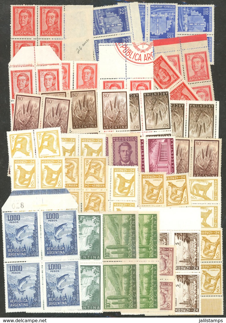 ARGENTINA: Good Amount Of Definitive Stamps In Blocks Of 4, Most MNH, A Few Can Have A Minor Defect But Most Are Of Fine - Unused Stamps