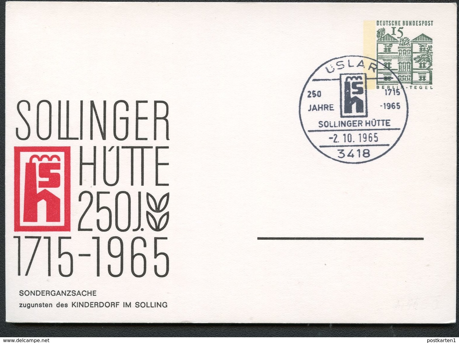 SOLLINGER HÜTTE  Bund PP34 C2/004 Sost.Uslar 1965  NGK 15,00 € - Fabriken Und Industrien