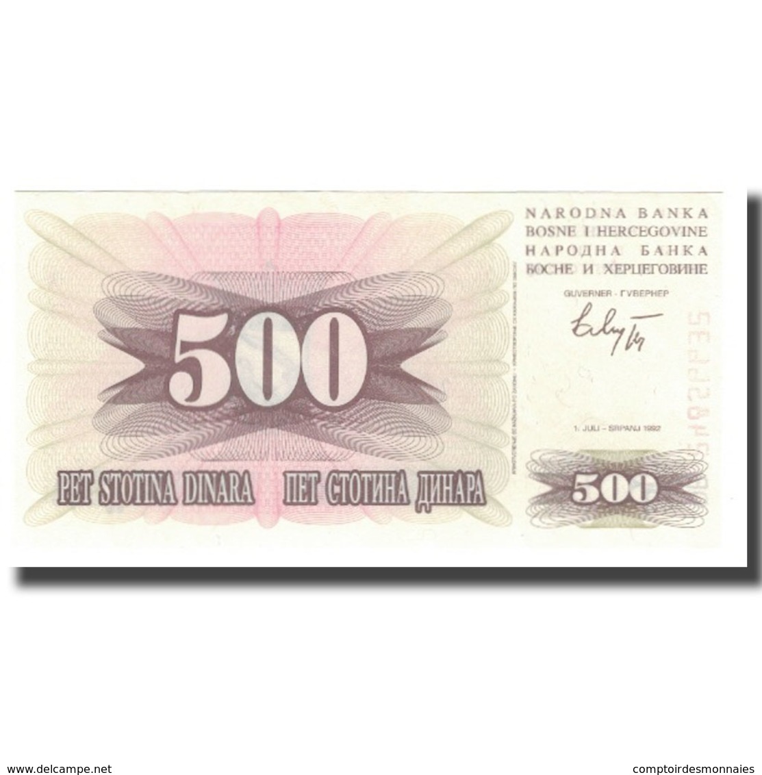 Billet, Bosnia - Herzegovina, 500 Dinara, 1992, 1992-07-01, KM:14A, NEUF - Bosnia Erzegovina