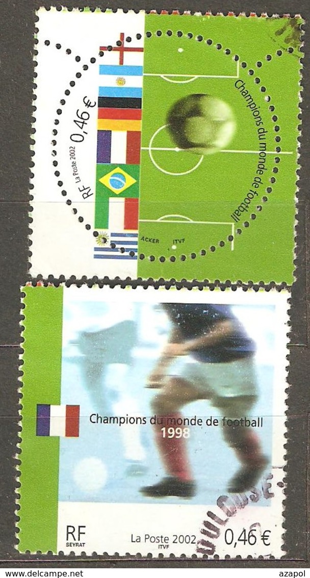 France: Full Set Of 2 Used Stamps, Football World Cup In 20 Century, 2002, Mi#3620-3621 - Usados
