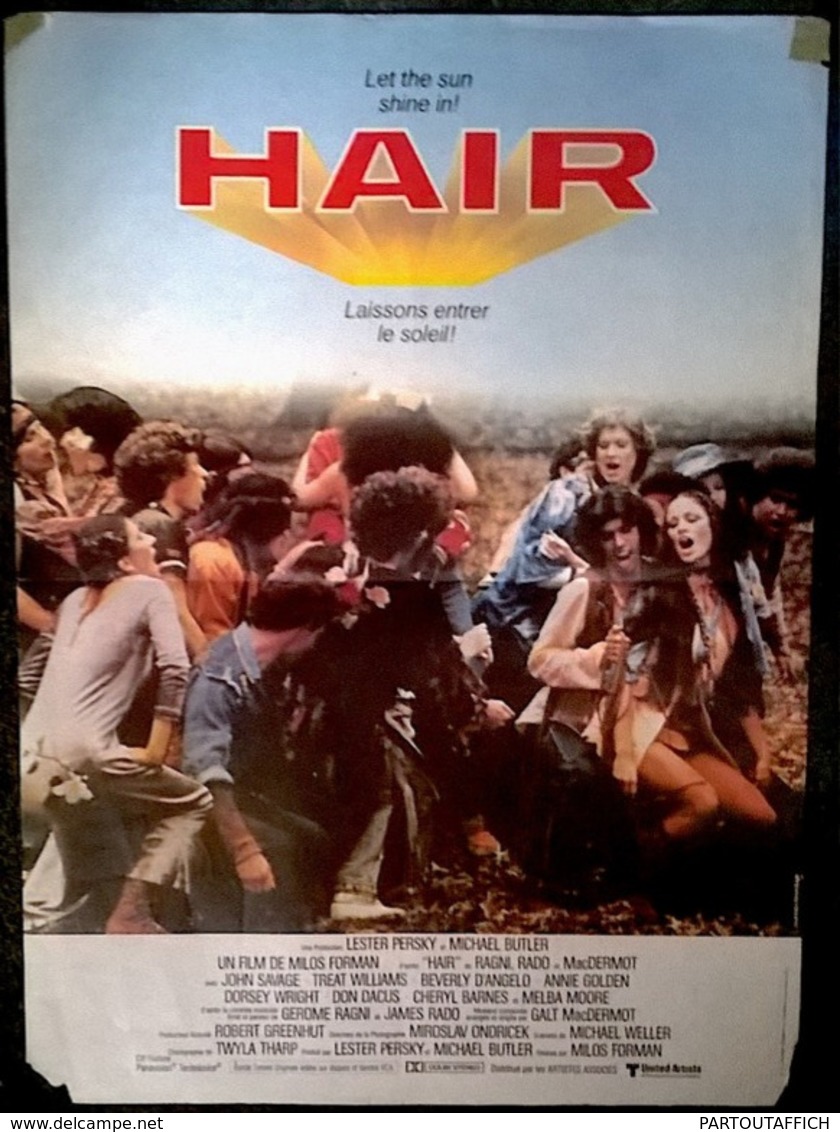 Aff Orig Ciné HAIR 40X60cm Milos Forman 1979 John Savage - Affiches & Posters