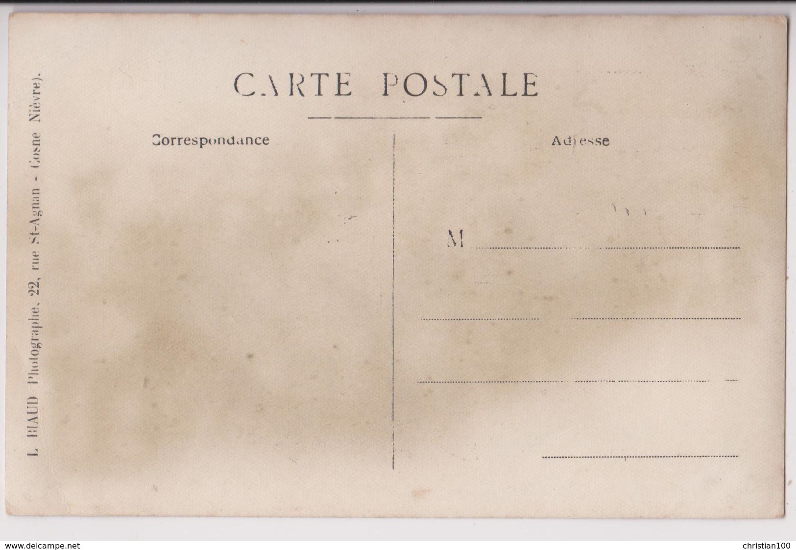 CARTE PHOTO L. BIAUD 22 RUE SAINT AGNAN COSNE - CONSCRITS DE LA CLASSE 1920 - FANFARE TAMBOURS ET ACCORDEON  - 3 SCANS - - Cosne Cours Sur Loire