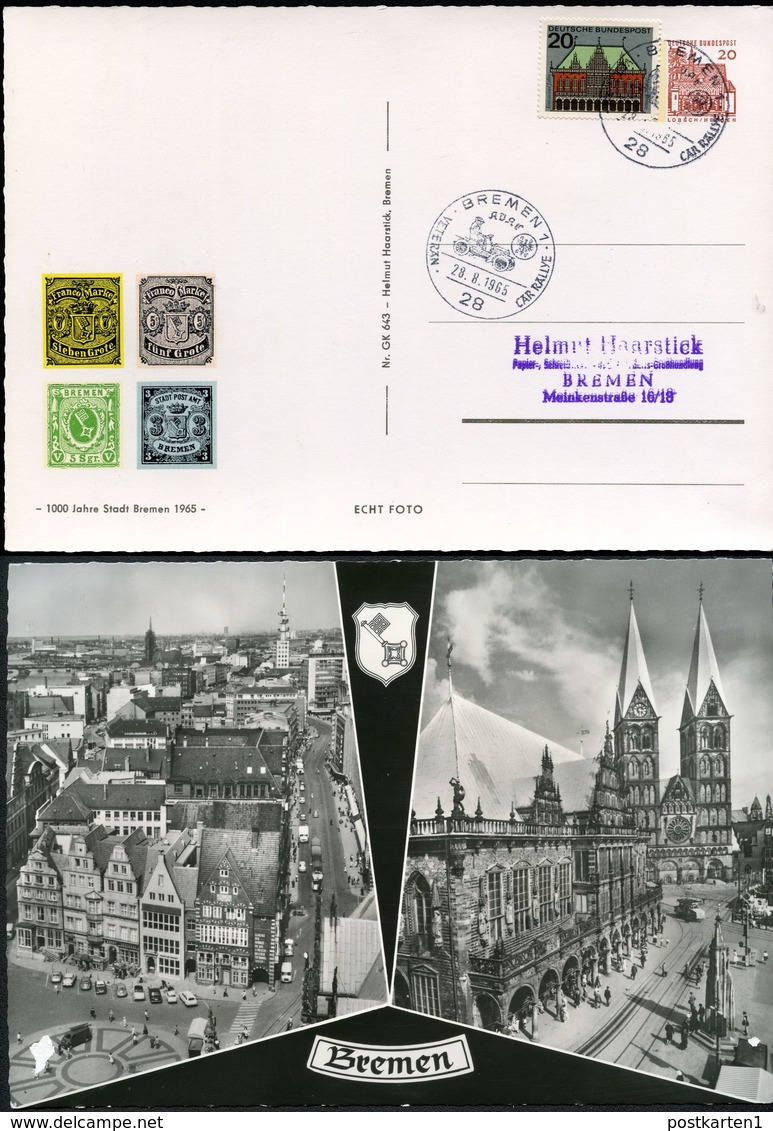 Bund PP35 C2/001-3 1000 JAHRE BREMEN 2 ANSICHTEN Sost.1965  NGK 75,00 € - Cartes Postales Privées - Oblitérées