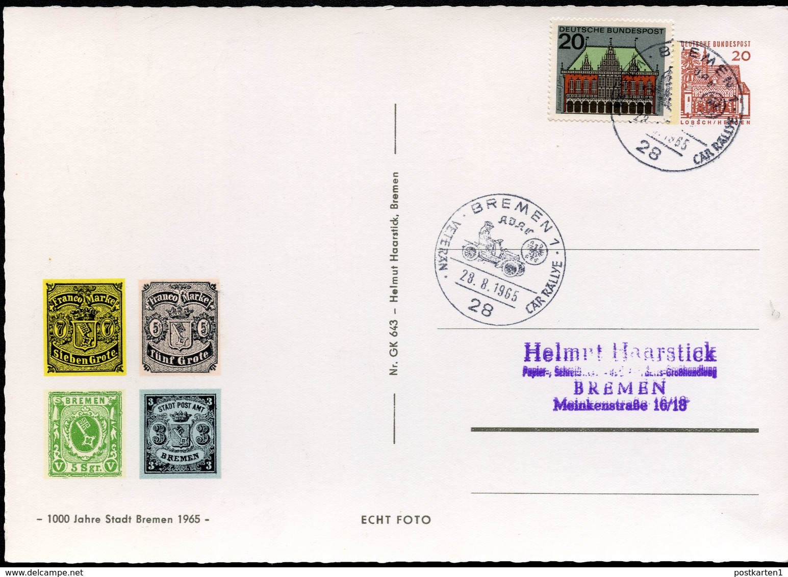 Bund PP35 C2/001-3 1000 JAHRE BREMEN 2 ANSICHTEN Sost.1965  NGK 75,00 € - Cartes Postales Privées - Oblitérées