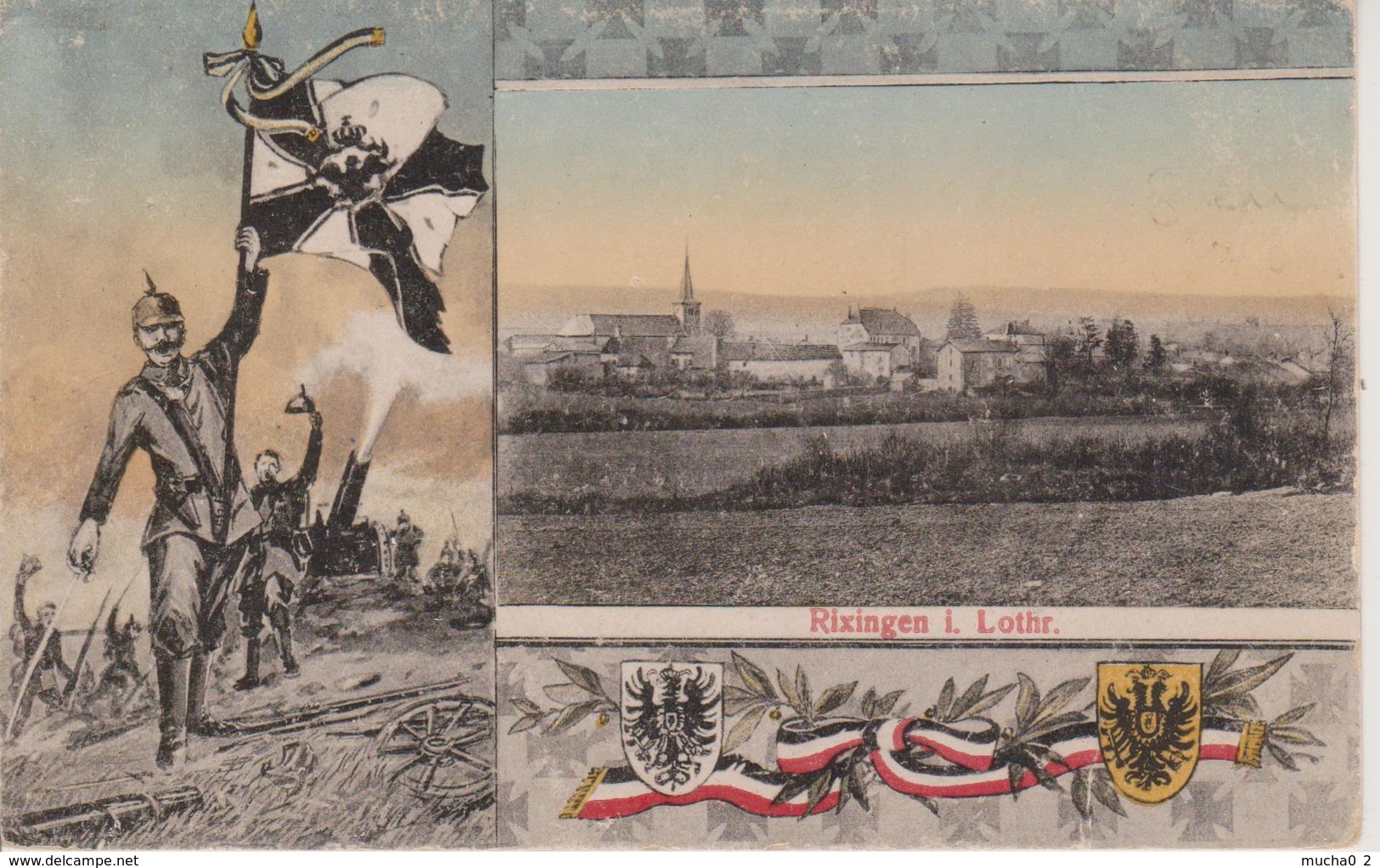 57 - RECHICOURT LE CHATEAU - VUE GENERALE ET MOTIF MILITAIRE ALLEMAND - Rechicourt Le Chateau