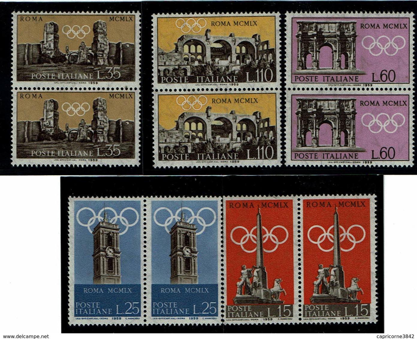 1959 - Italie - XVIIe Jeux Olympiques à Rome En 1960 - Tp N° 788 à 792 - 1946-60: Neufs