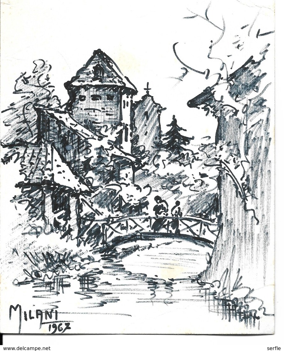 54 - Gerbéviller - Pont Sur La Rivière - Dessin De A. Milani - Gerbeviller