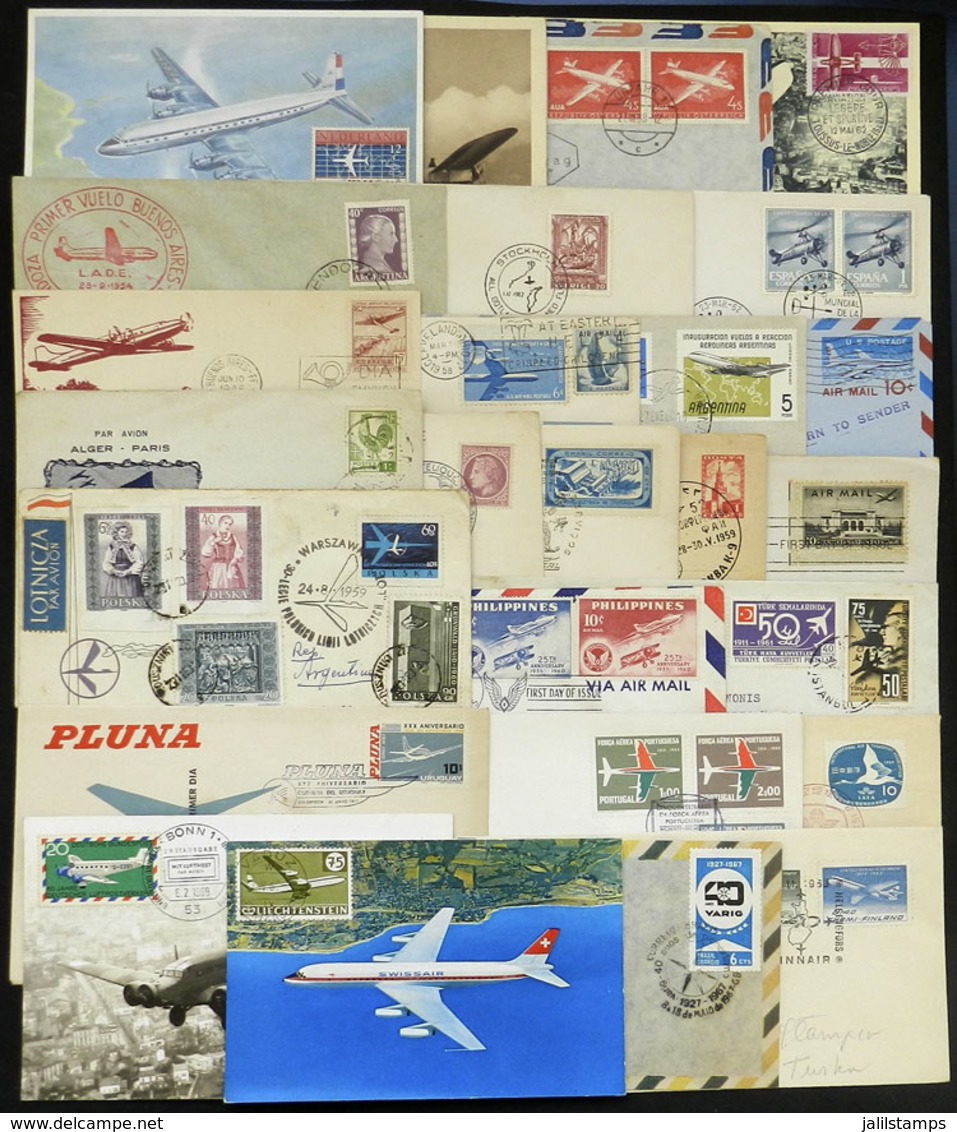 TOPIC AVIATION: About 250 Covers And Cards Of Varied Countries Related To Topic Aviation, Including Postal Stationeries, - Airplanes