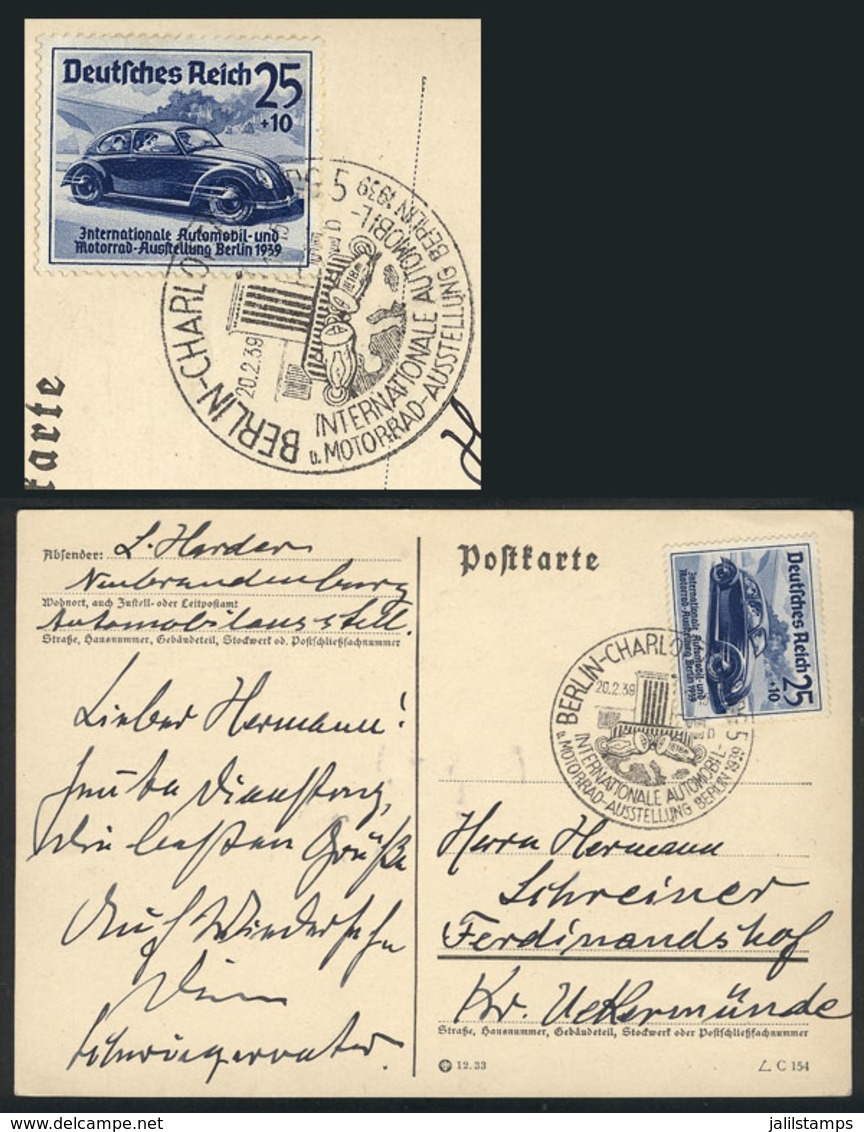GERMANY: Postcard Mailed On 20/FE/1939, With Postage And Special Cancel Of The Intl. Berlin Motor Show, VF! - Otros & Sin Clasificación