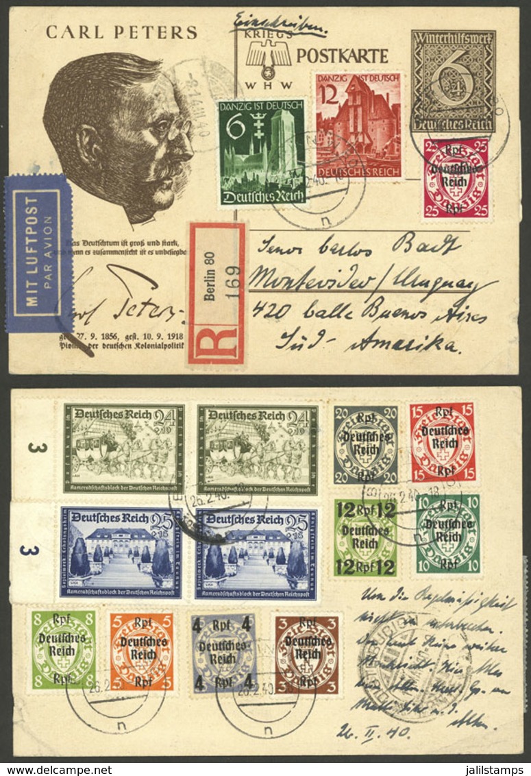 GERMANY: Illustrated Postal Card (commemorating  Carl Peters), Posted By Registered Mail From Berlin To Uruguay With Att - Other & Unclassified