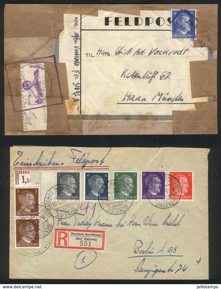 GERMANY: Front Of Parcel Post And A Registered Cover Posted In 1942 And 1944, Respectively, VF Quality! - Otros & Sin Clasificación