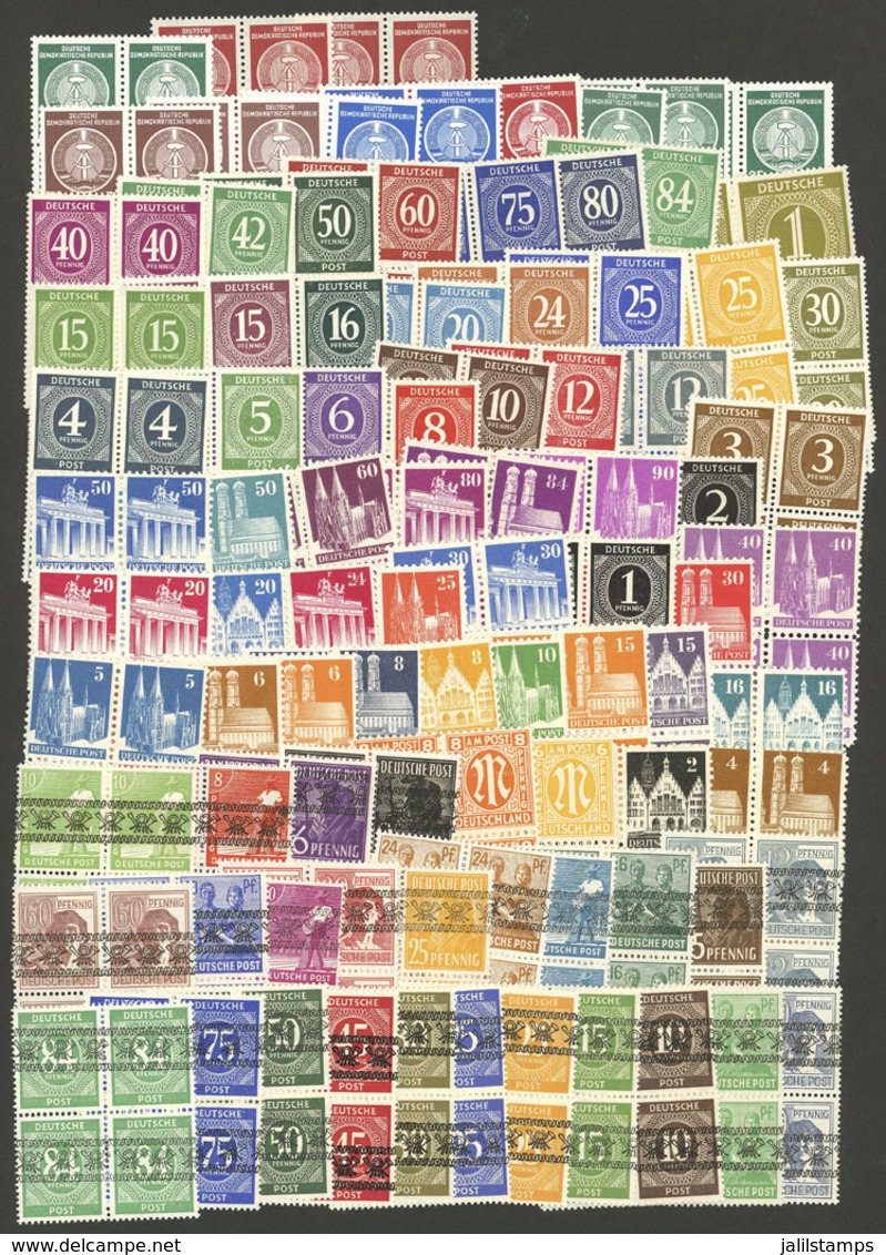 GERMANY: BIZONE + EAST: Lot Of Stamps In Mint Blocks Of 4, Most MNH, Excellent General Quality. Very High Catalog Value, - Other & Unclassified