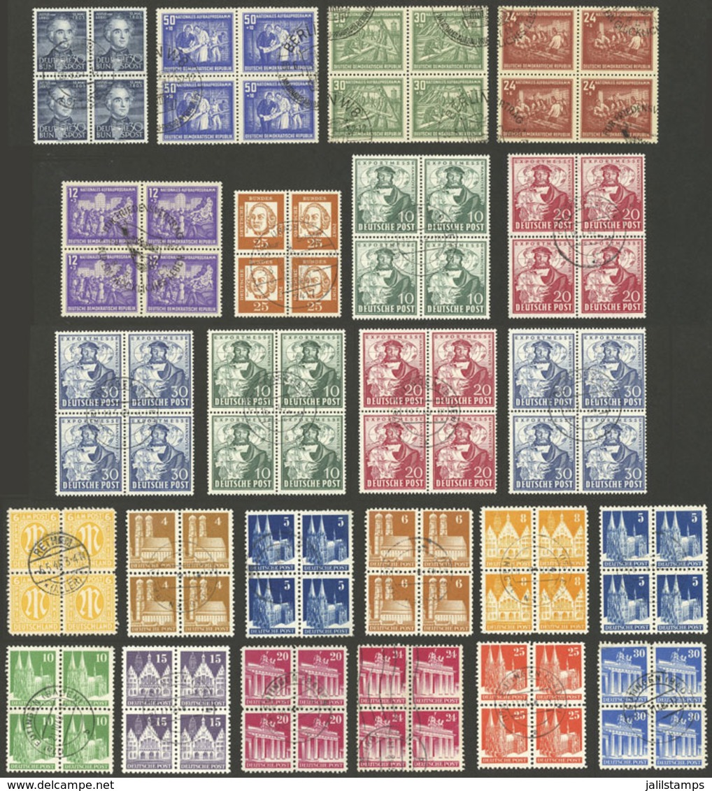 GERMANY: Lot Of Stamps In Used Blocks Of 4, Very Fine Quality, High Catalog Value, Good Opportunity! - Other & Unclassified