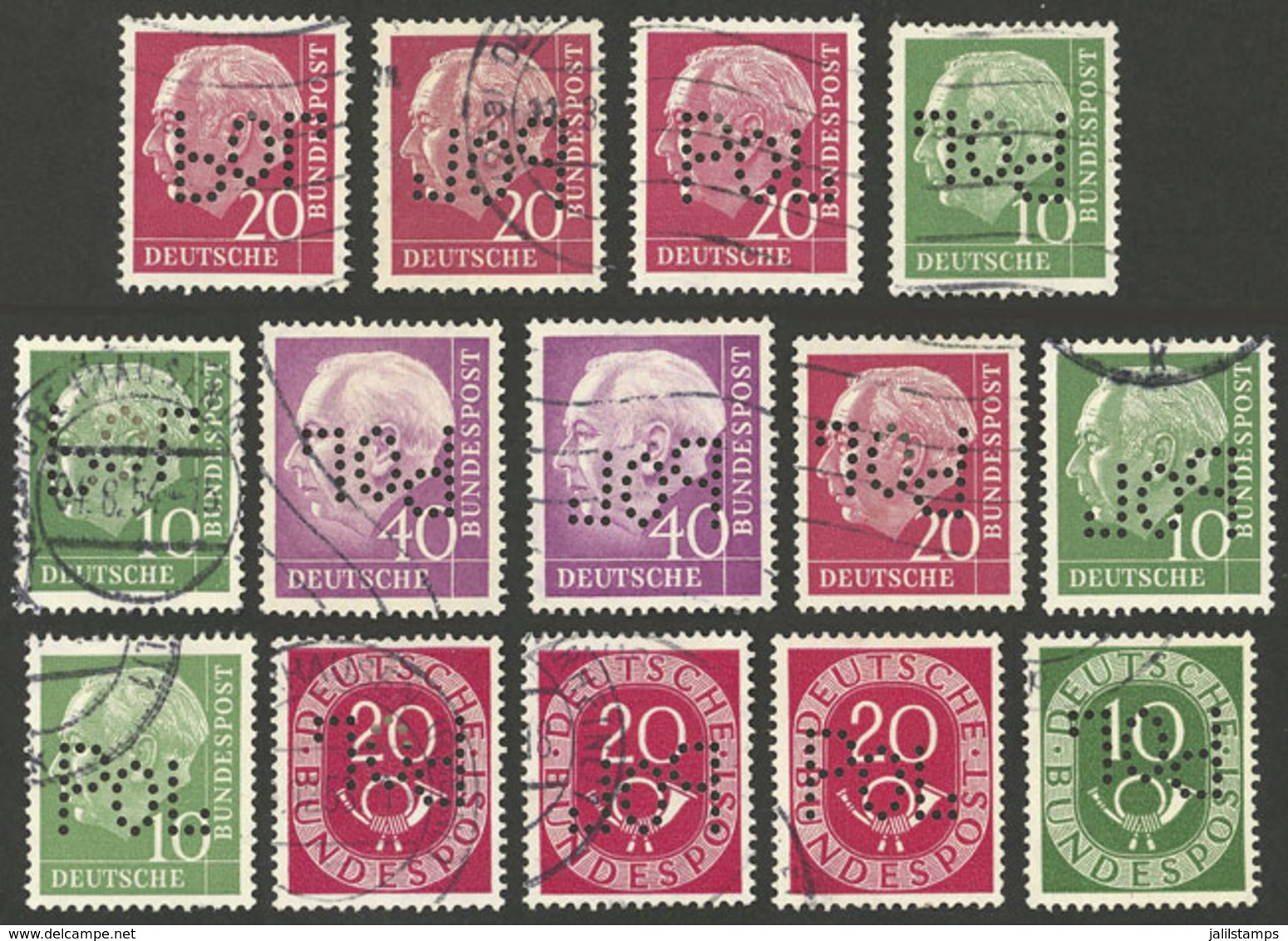 GERMANY: Lot Of Used Stamps, All With "POL" Perfin, Interesting!" - Other & Unclassified