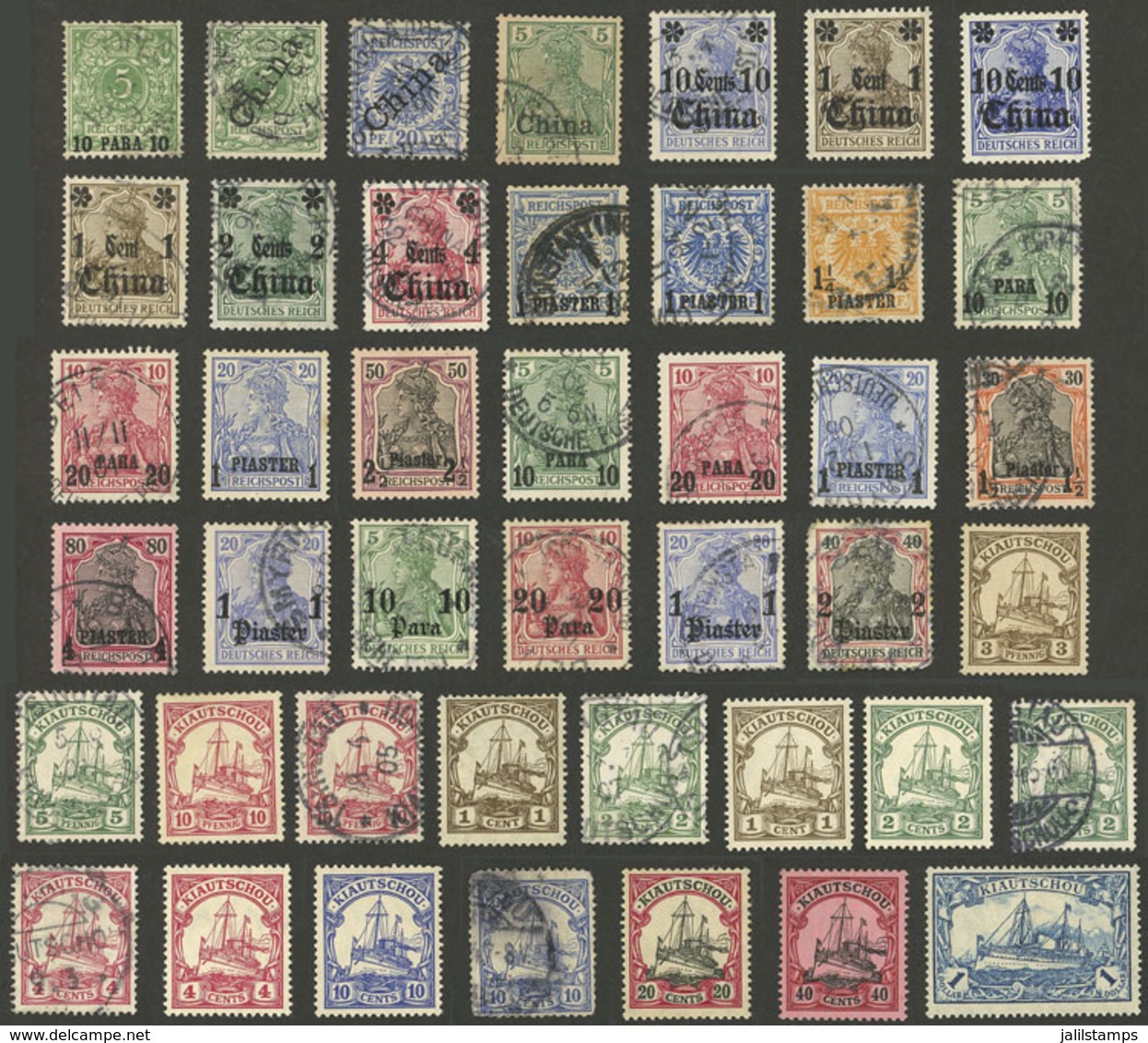 GERMANY - OFFICES ABROAD: Offices In Turkey, China And Colony Kiautschou: Small Lot Of Used Or Mint Stamps, Most Of Fine - Sonstige & Ohne Zuordnung