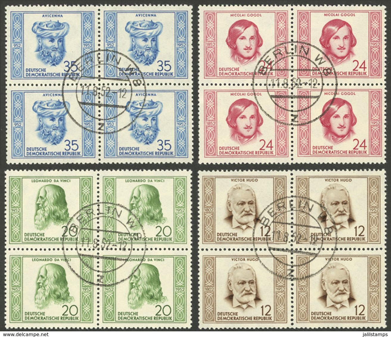 EAST GERMANY: Yvert 63/66 (Michel 311/314), Set Of 4 Values With First Day Pmk (of 11/AU/1952), Very Nice! - Sonstige & Ohne Zuordnung