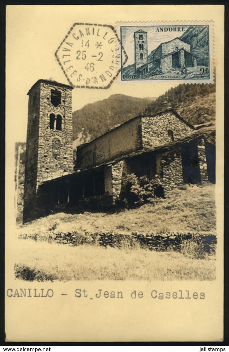 FRENCH ANDORRA: Maximum Card Of FE/1946: St. Joan De Caselles (Canillo), VF Quality - Cartoline Maximum