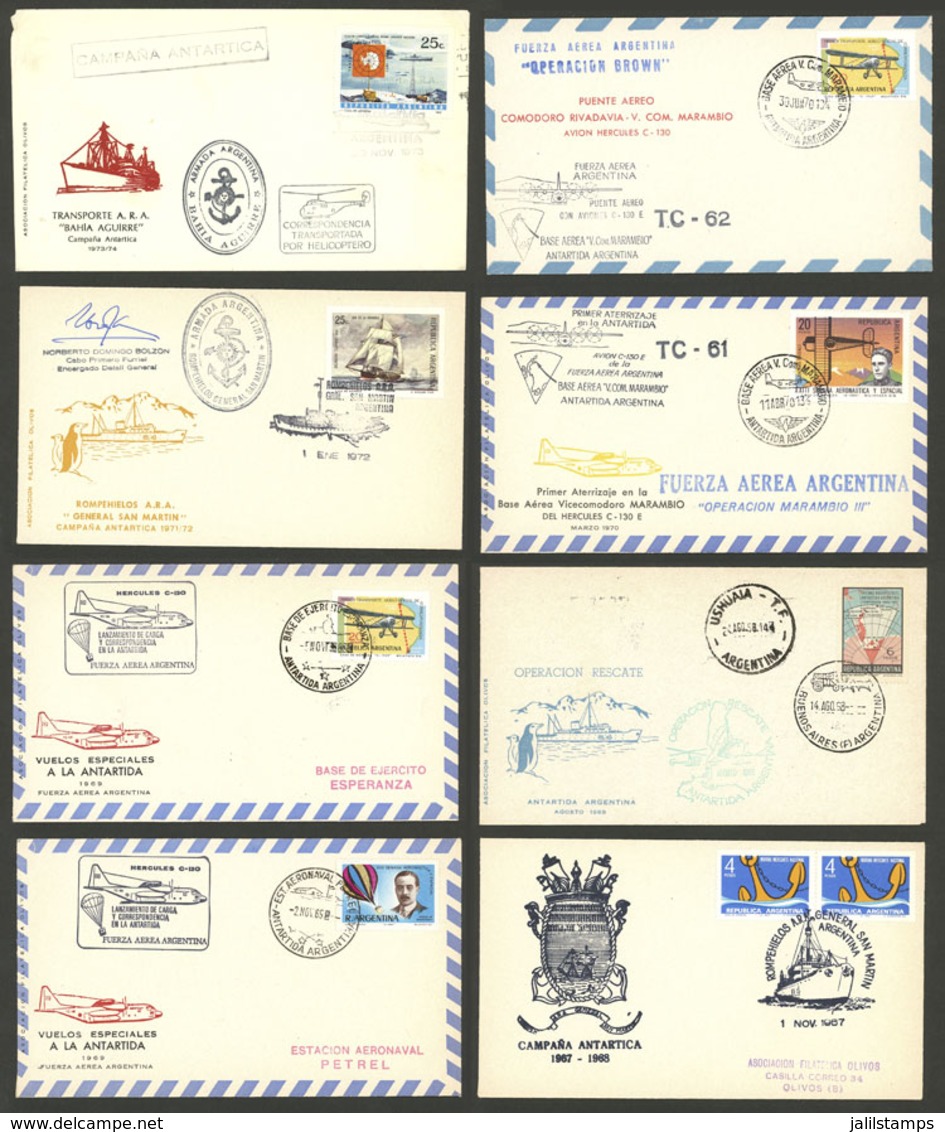 ARGENTINE ANTARCTICA: About 70 Covers With Cancels Of Antarctic Stations, Special Flight Or Ship Marks, In General Of 19 - Autres & Non Classés
