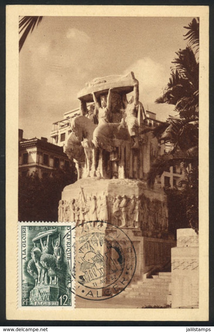 ALGERIA: ALGIERS: War Memorial, Maximum Card Of 11/AP/1952, With Special Postmark, VF Quality - Cartes-maximum