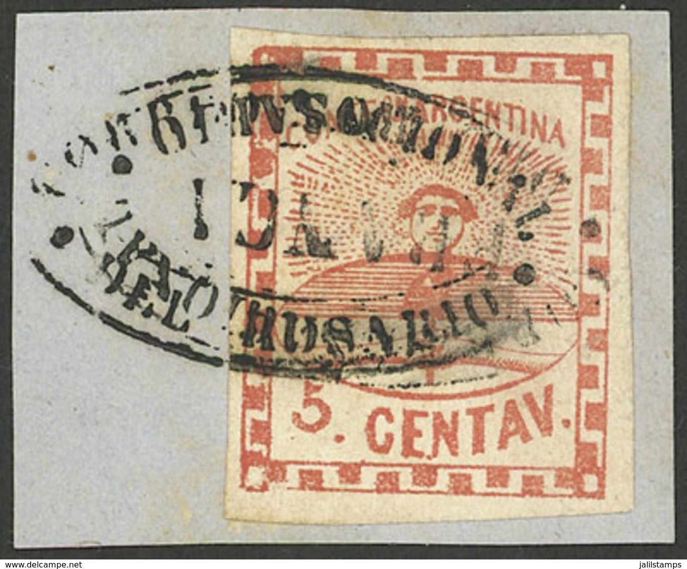 ARGENTINA: GJ.1, On Fragment With DOUBLE CANCELLATION: Rosario With FRANCA And Another One Without FRANCA, Superb, Very  - Sonstige & Ohne Zuordnung