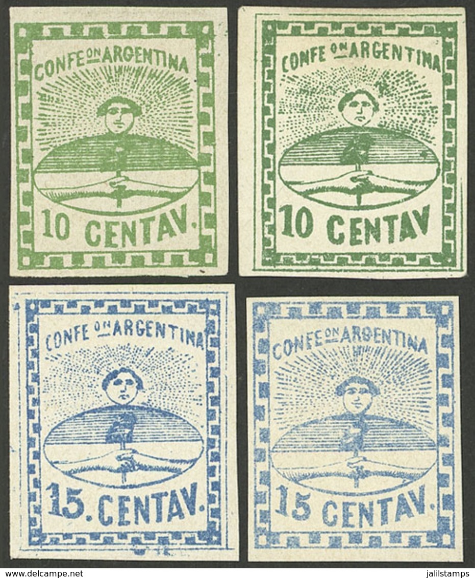ARGENTINA: GJ.2 + 3 + 5 + 6, 10c. And 15c. Small And Large Figures, Mint, VF Quality! - Other & Unclassified