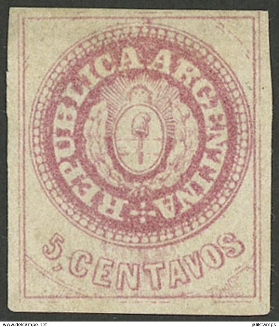 ARGENTINA: GJ.14, 5c. Without Accent, WORN PLATE, Mint, VF Quality, Rare! - Autres & Non Classés