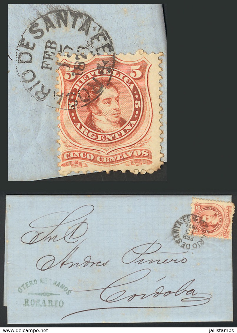 ARGENTINA: GJ.38, Franking An Entire Letter Sent To Córdoba On 15/FE/1871, Rosario Datestamp, Excellent Quality! - Altri & Non Classificati