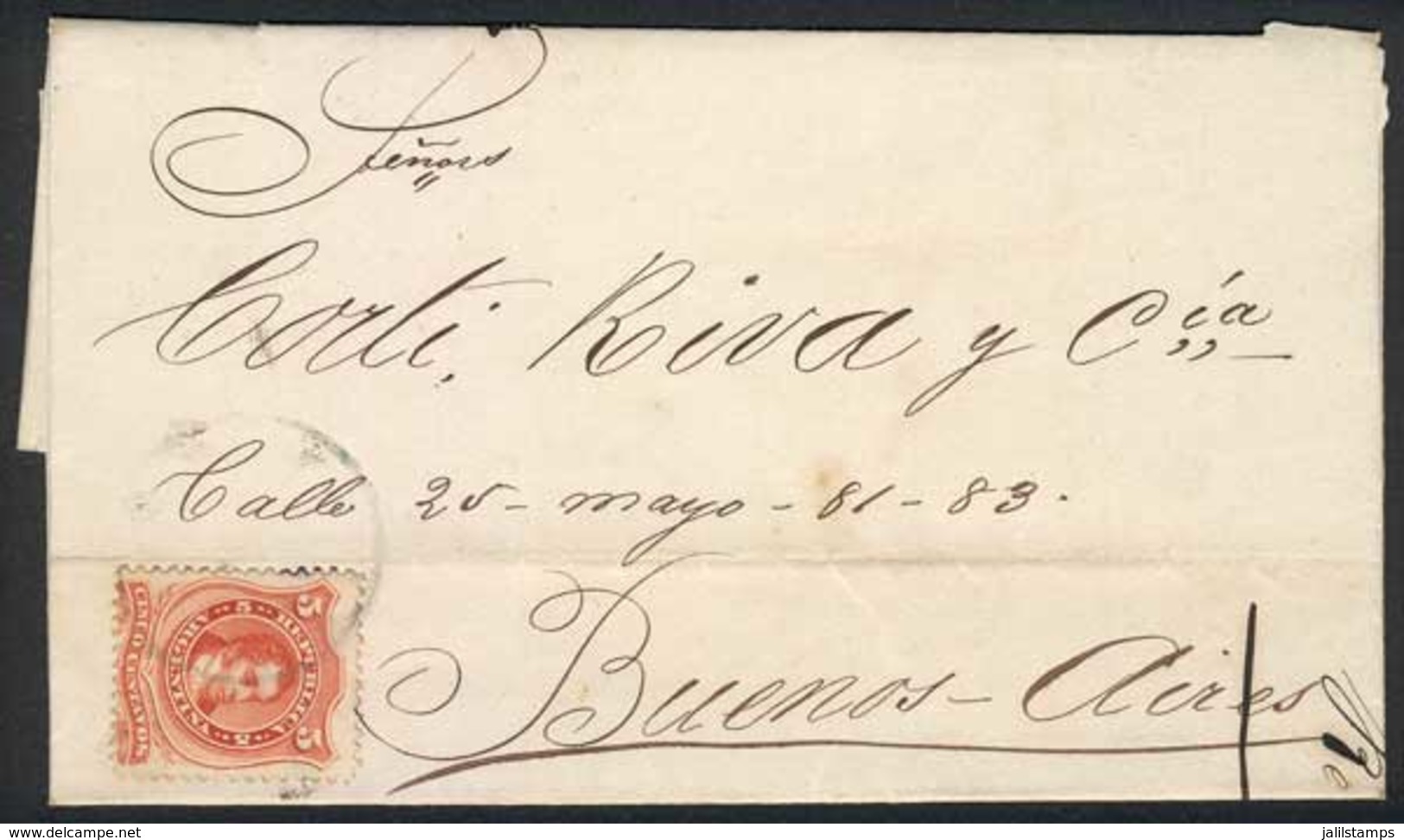 ARGENTINA: Folded Cover Datelined GUALEGUAYCHÚ 1/OC/1869, Franked By GJ.38, With Unidentified Cancel (large Circle, With - Sonstige & Ohne Zuordnung