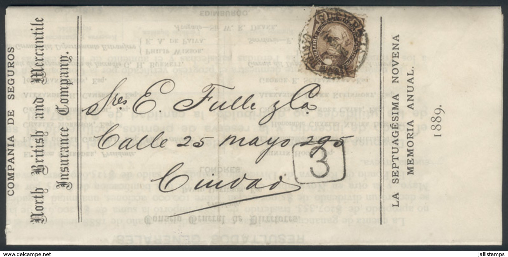 ARGENTINA: GJ.98, Franking ALONE A Printed Matter Of The Cía. De Seguros North British And Mercantile, Cancelled "SUCURS - Other & Unclassified