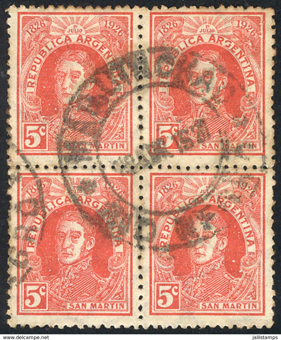 ARGENTINA: GJ.623, Block Of 4 With Complete Cancel Of MAQUINCHAO (Río Negro), VF And Rare! - Other & Unclassified