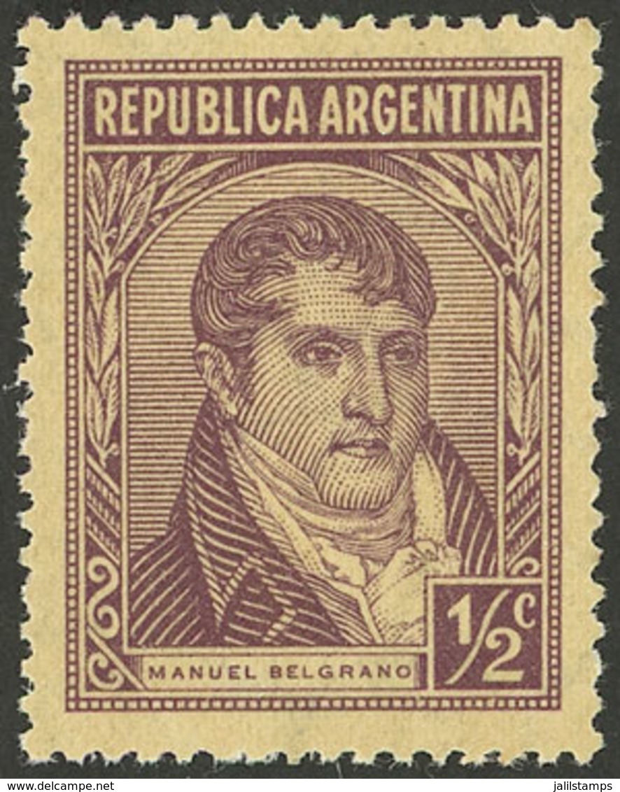 ARGENTINA: GJ.736SG, ½c. Belgrano PRINTED ON GUM, MNH (+50%), Rare! - Autres & Non Classés