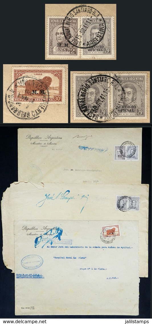 ARGENTINA: 3 Covers Mailed By The Ministry Of The Navy, Used In 1941 With Nice Frankings, One With MIXED Postage Combini - Officials