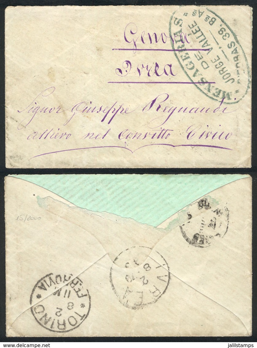 ARGENTINA: RARE STAGECOACH MAIL TO OVERSEAS: Cover Sent To Italy, It Arrived In Buenos Aires From Some Town In The Provi - Other & Unclassified