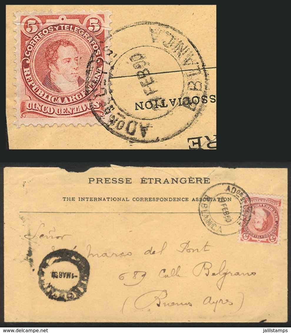 ARGENTINA: Cover Sent To Buenos Aires On 27/FE/1890, Franked With 5c. Stamp Of The 'Sudamericana' Issue, Rare Double Cir - Altri & Non Classificati