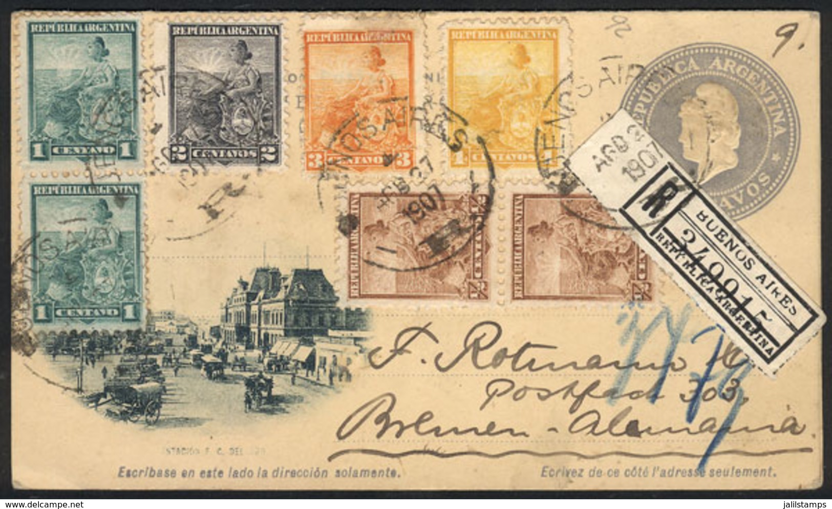 ARGENTINA: Postal Card With Reply Paid (attached) GJ.TAR-24 Sent By REGISTERED MAIL From Buenos Aires To Germany On 2/AU - Other & Unclassified