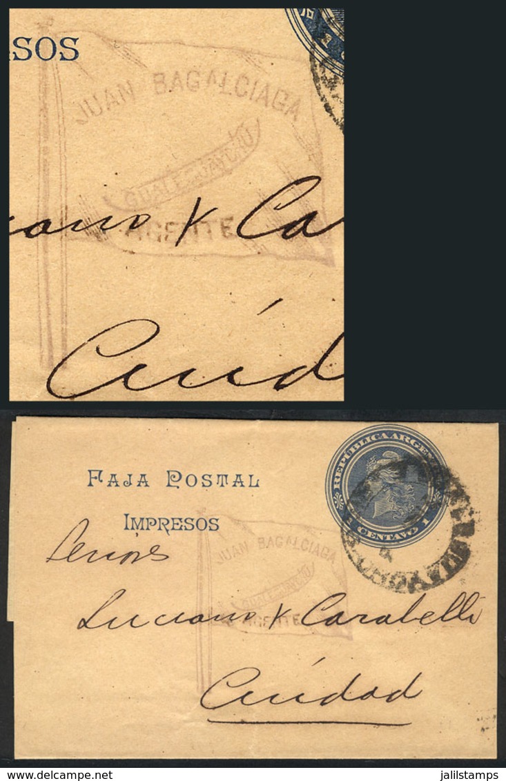 ARGENTINA: 1c. Wrapper Used In Gualeguaychú, With An Interesting Violet Mark "JUAN BAGALCIAGA - GUALEGUAYCHÚ - AGENTE" I - Altri & Non Classificati