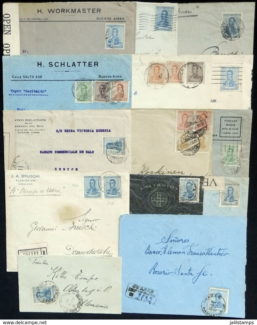 ARGENTINA: 14 Covers Used Between 1918 And 1923, Mainly Sent To European Countries (several To Unusual Destinations Such - Other & Unclassified