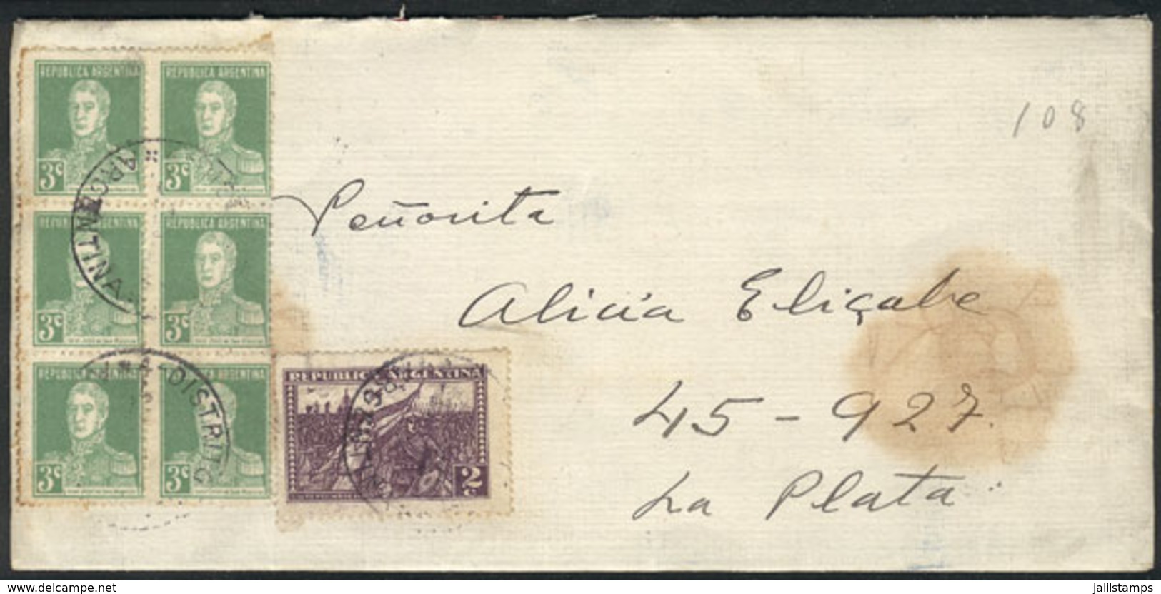 ARGENTINA: Cover (with The Original Letter) Sent From 25 De Mayo To La Plata On 7/JA/1931, Franked With 20c. Consisting  - Other & Unclassified
