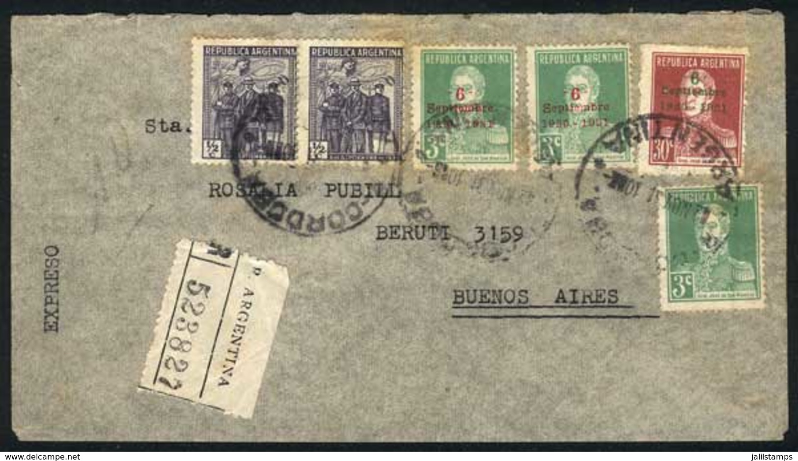 ARGENTINA: Lot Of 7 Covers Sent To Various Destinations In 1931/2, With Varied Postages With Stamps Of The 1930 Revoluti - Altri & Non Classificati