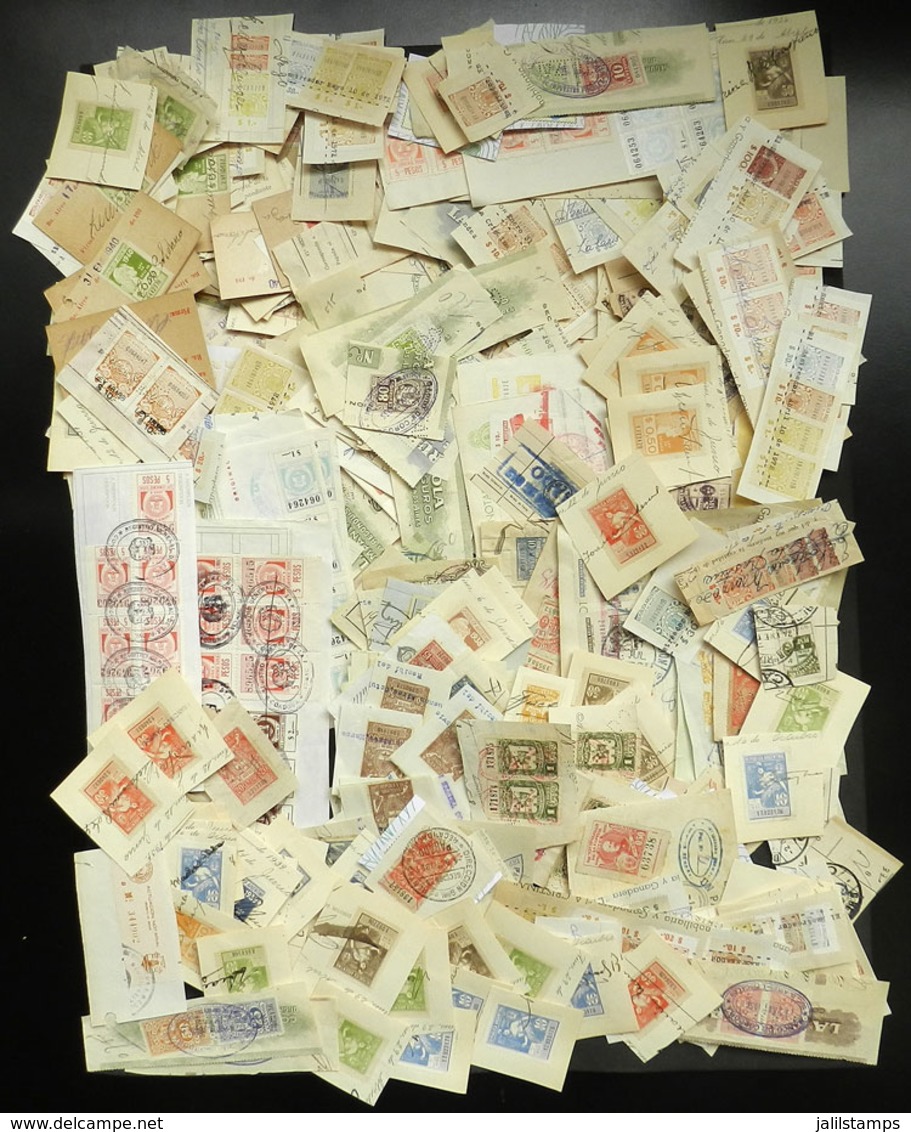 ARGENTINA: Over 850 Varied Revenue Stamps, All On Fragments, Very Fine General Quality. A Quick View Shows Very Scarce E - Altri & Non Classificati