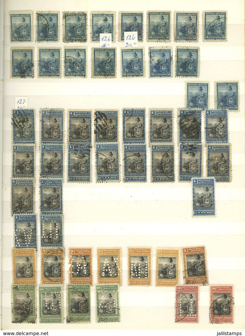 ARGENTINA: Stockbook With Several Hundreds Used Stamps Of The Issues "Rivadavia Belgrano & San Martin" And "Seated Liber - Collections, Lots & Series