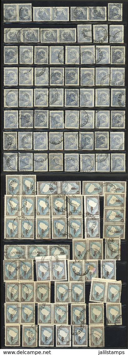 ARGENTINA: Binder With SEVERAL HUNDREDS Stamps Of The Proceres & Riquezas I Issue Neatly Mounted In Stockpages, Most Use - Collezioni & Lotti