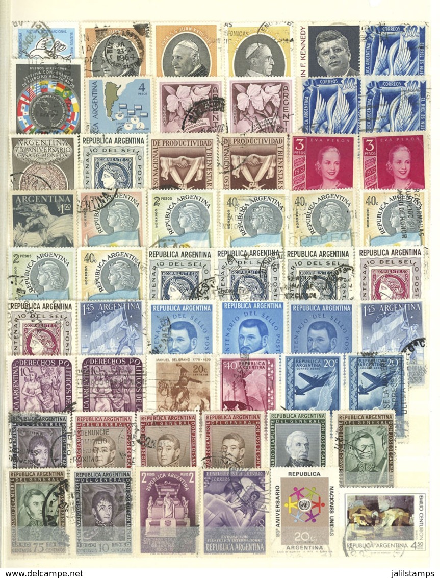 ARGENTINA: Large Stockbook With MANY HUNDREDS Of Used Stamps Of All Periods, Low Start! IMPORTANT: Please View ALL The P - Collections, Lots & Series