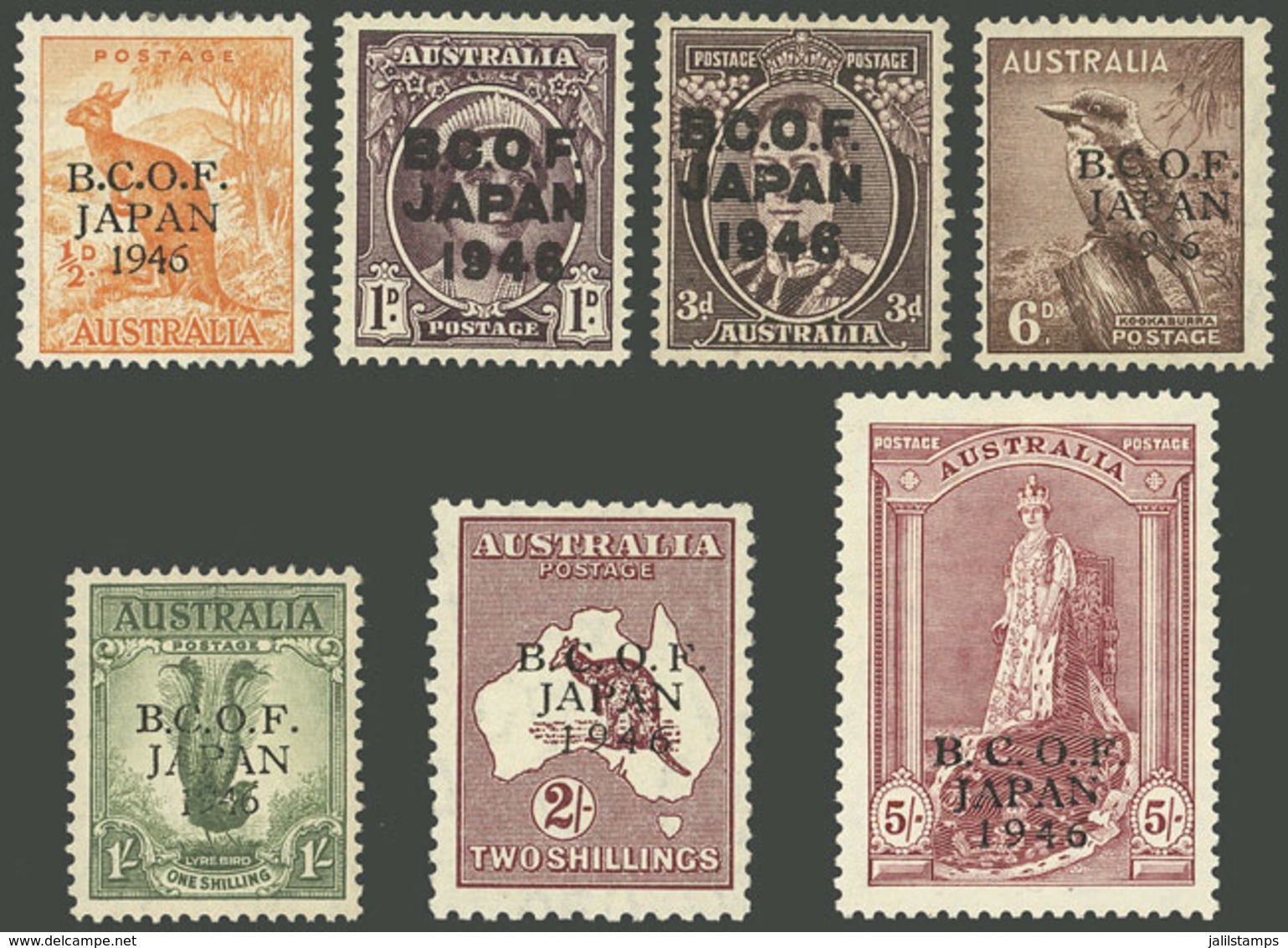 AUSTRALIA: Yvert 1/7, 1946 Complete Set Of 7 Mint Stamps With Very Light Hinge Marks, VF Quality! - Autres & Non Classés