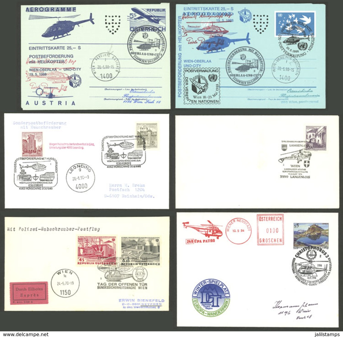 AUSTRIA: BALLOON FLIGHTS: 16 Covers And Cards, Most Carried In Special Helicopter Flights, Others With Interesting Marks - Other & Unclassified