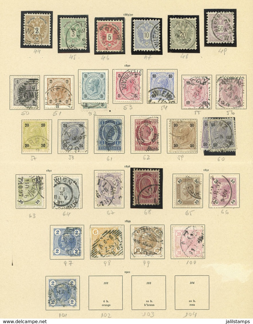 AUSTRIA: Collection On Pages (1883 To 1913) With Many Interesting Stamps, Very Fine General Quality, HIGH CATALOG VALUE, - Autres & Non Classés