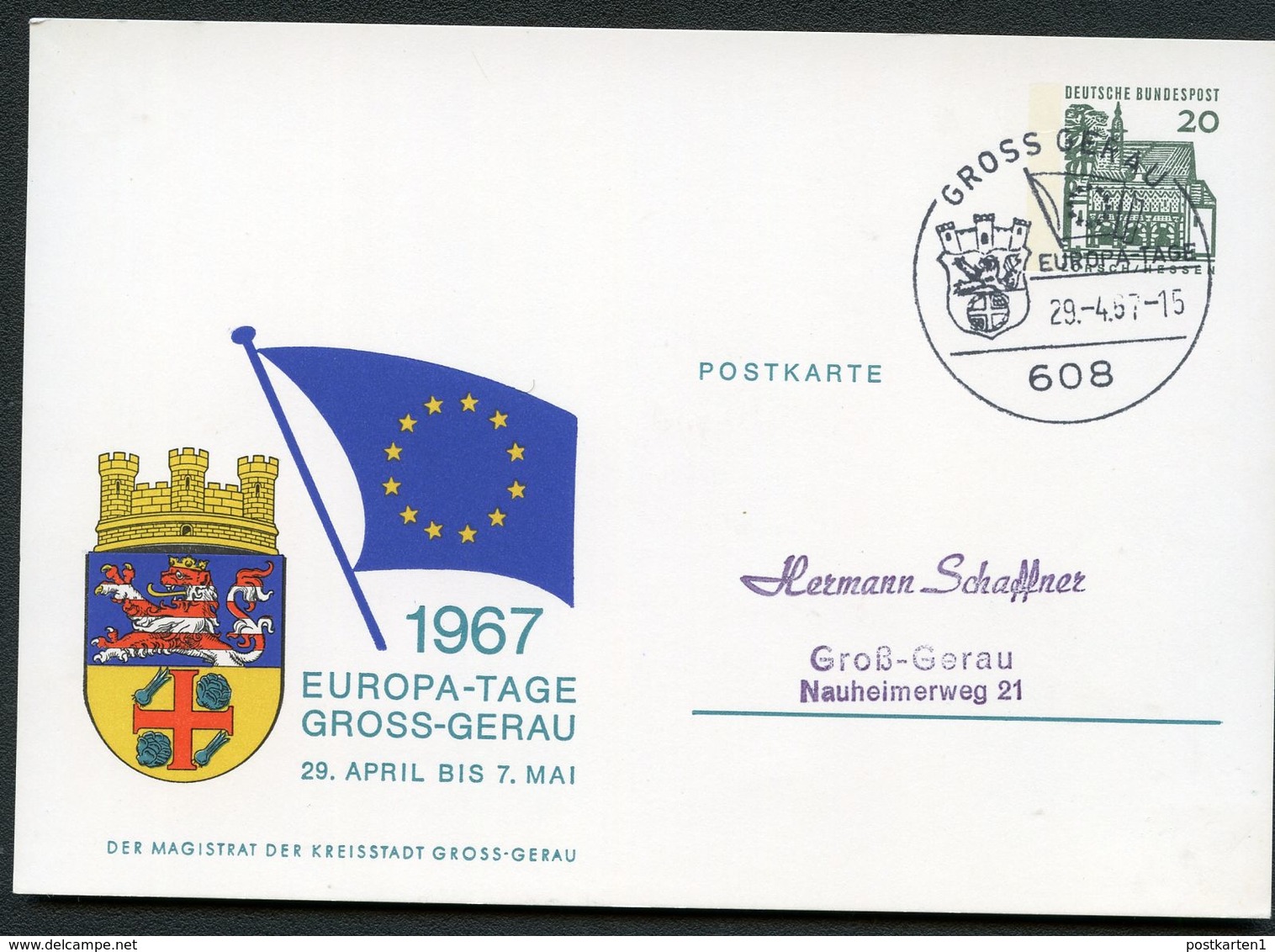 STADTWAPPEN GROS-GERAU Sost.1967  Bund PP36 D2/005 NGK 7,00 € - Briefe U. Dokumente
